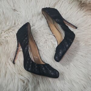 Badgley mishka women's black lace round toe 4.5" heels size 7.5